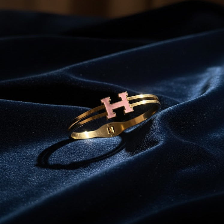 Elegant Initial H Bangle Bracelet