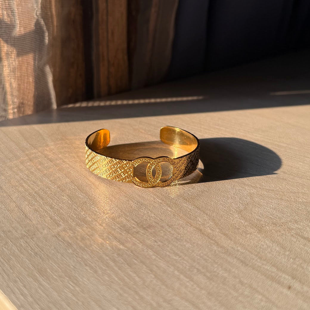 Elegant Gold Textured Cuff Bracelet