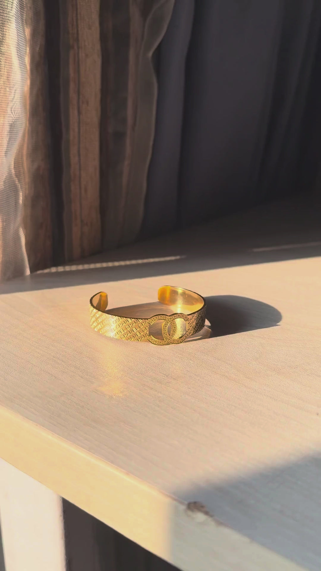 Elegant Gold Textured Cuff Bracelet