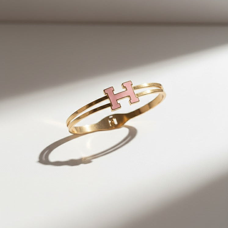 Elegant Initial H Bangle Bracelet