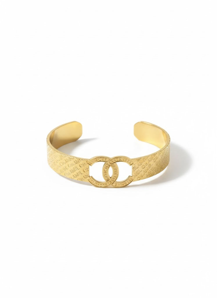 Elegant Gold Textured Cuff Bracelet