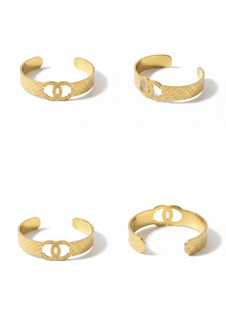 Elegant Gold Textured Cuff Bracelet